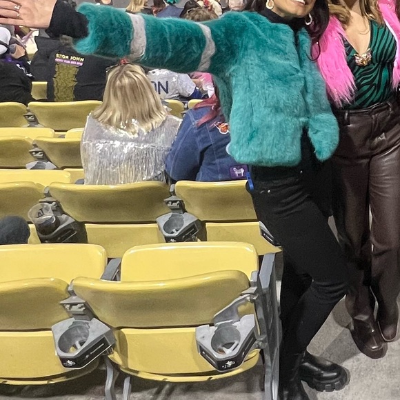 Eco Fur Teal Jacket with Stripe by Molly Olli for Anthropologie Shrimps style - Picture 6 of 6